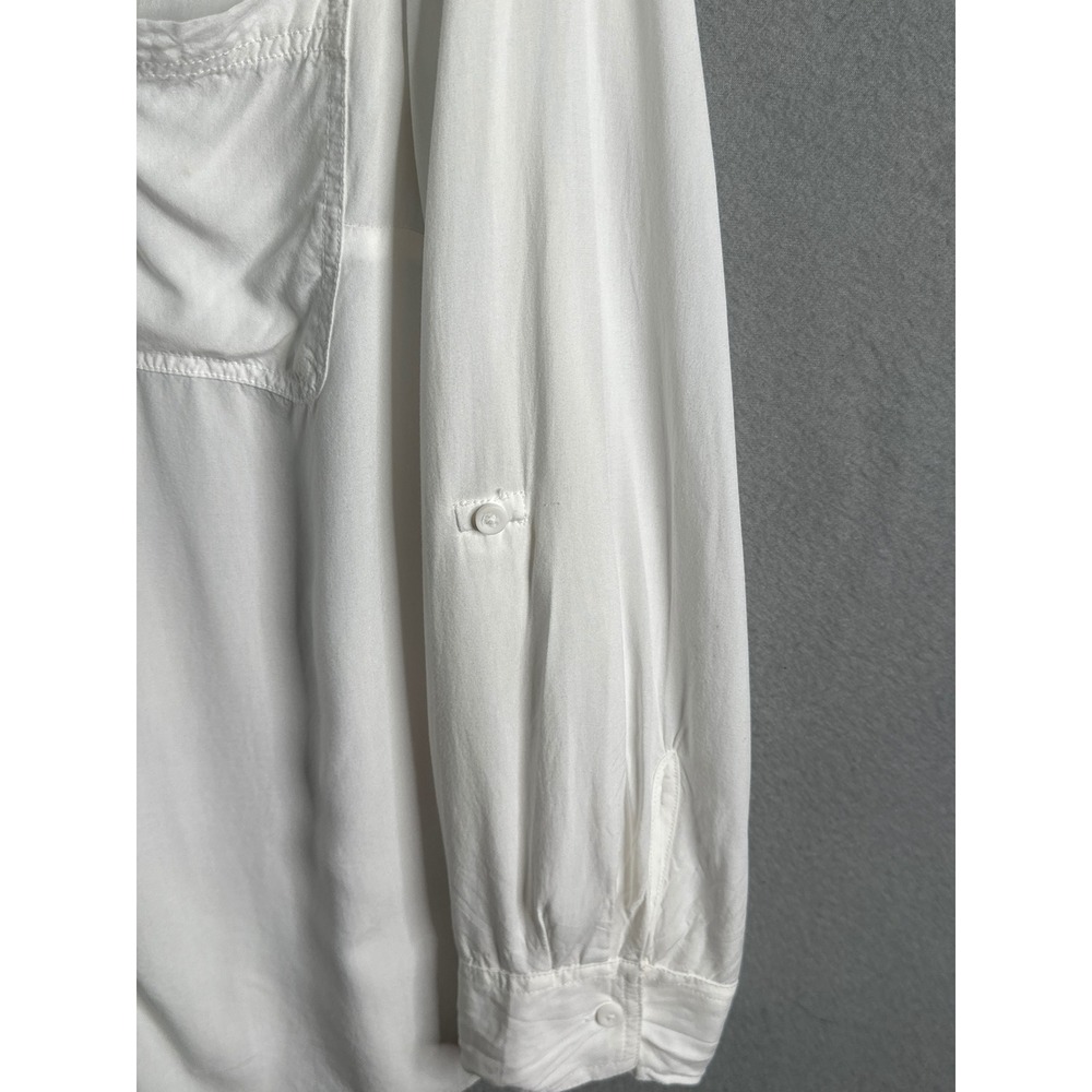 Casa Cabana‎ White Button Down Shirt Roll Tab Sleeve Pocket Detail Women's 1X - Picture 4 of 8